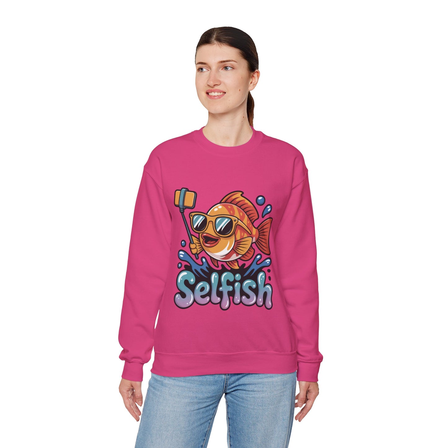 Selfish Womens Sweatshirt, Funny Selfie Pullover, Cute Ocean Pun Sweater, Playful Sea Life Gift, Fun Gift for Fish Lovers, Fishing Apparel