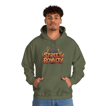 Street Royalty Men's Hoodie, Graffiti Crown Graphic Sweatshirt, Urban Streetwear Pullover with Throne Design