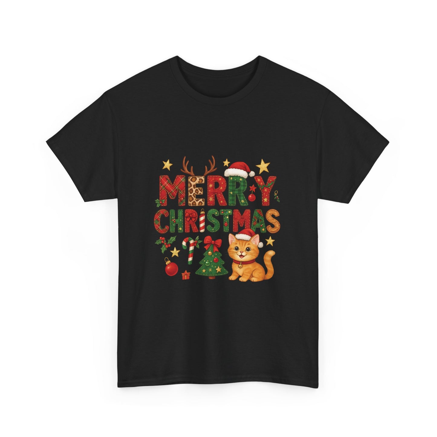 Merry Christmas Cat Shirt, Cute Holiday Cat Lovers Tee for Women