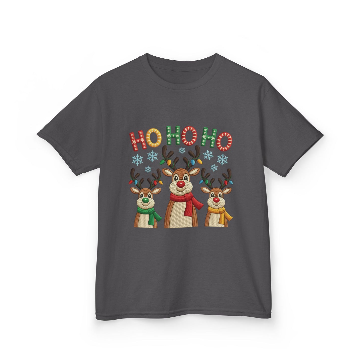 Ho Ho Ho Reindeer T-Shirt for Girl, Cute Christmas Kids Holiday Tee