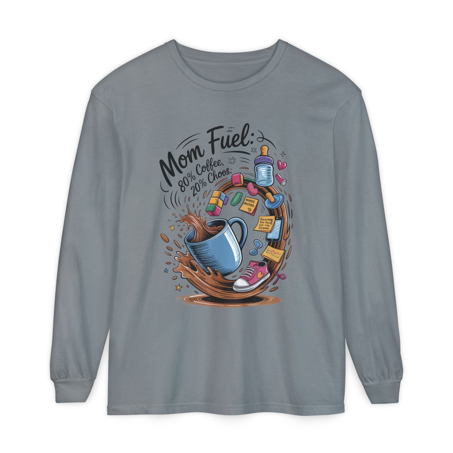 Mom Fuel Long Sleeve T-Shirt, Coffee Lovers Gift, Mother's Day Apparel, Cute Mom Shirt, Coffee Lover Mom Life Top, Coffee Lover's Tee