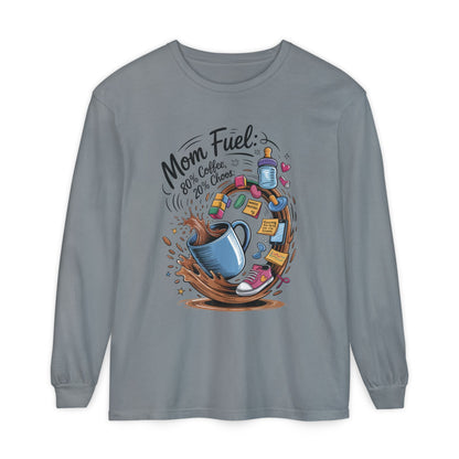 Mom Fuel Long Sleeve T-Shirt, Coffee Lovers Gift, Mother's Day Apparel, Cute Mom Shirt, Coffee Lover Mom Life Top, Coffee Lover's Tee