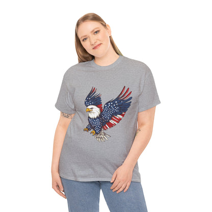 Patriotic Eagle Tee | Unisex Heavy Cotton T-Shirt for Independence Day, Memorial Day, Veterans Day, Gift for Nature Lovers, Casual Wear