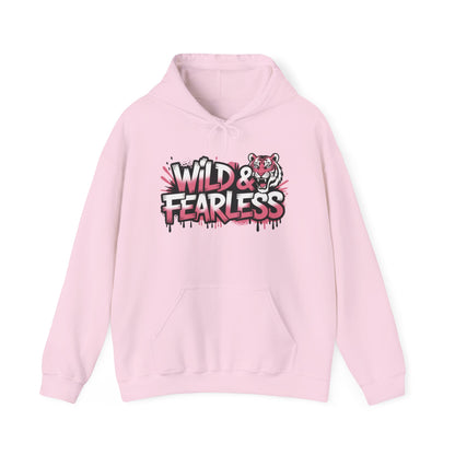 Women's Hoodie Wild & Fearless, Tiger Graffiti Graphic Pullover, Bold Urban Streetwear Hoodie