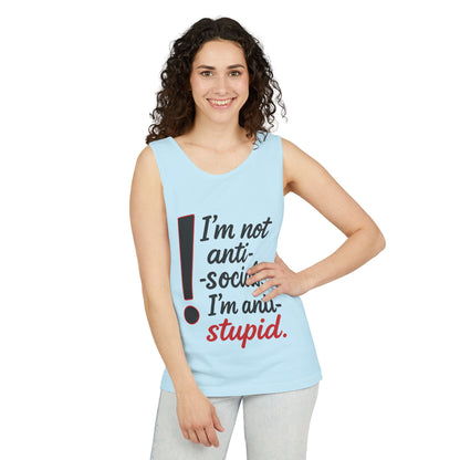 Anti-Social Womens Tank Top, Funny Graphic Summer Apparel, Beachwear, Humorous Womens Tee, Graphic Tee for Introverts & Thinkers