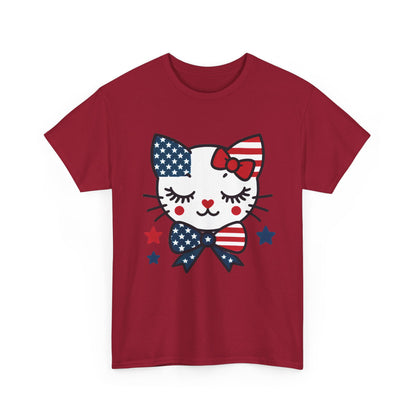 Patriotic Cat Women's Tee, Cute Cat Shirt, Women's T-Shirt, July 4th Outfit, Independence Day Gift, Animal Lover Apparel