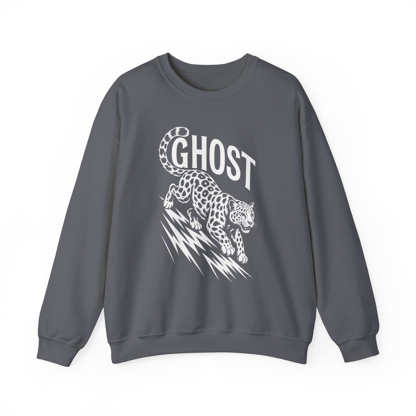 Ghost Leopard Crewneck Sweatshirt, Unisex Fashion, Cozy Casual Wear, Graphic Sweatshirt, Wild Animal Art, Gift for Animal Lovers