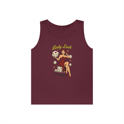Lucky Me Tank Top, Retro Lady Luck Tee for Men, Gambling & Dice Themed Tee, Vintage Pin-Up Vegas Gift, Good Luck Gifts, for Luck Enthusiasts