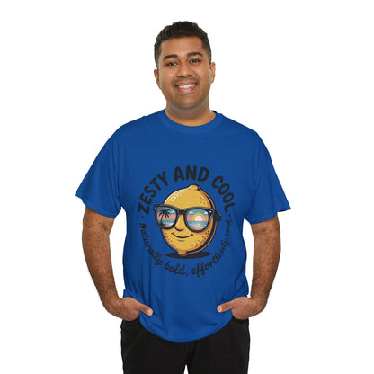 Zesty and Cool Mens Tee, Stylish Casual Shirt, Summer Outing Apparel, Fun Gift for Friends, Lemon Graphic T-Shirt, Birthday Present Idea