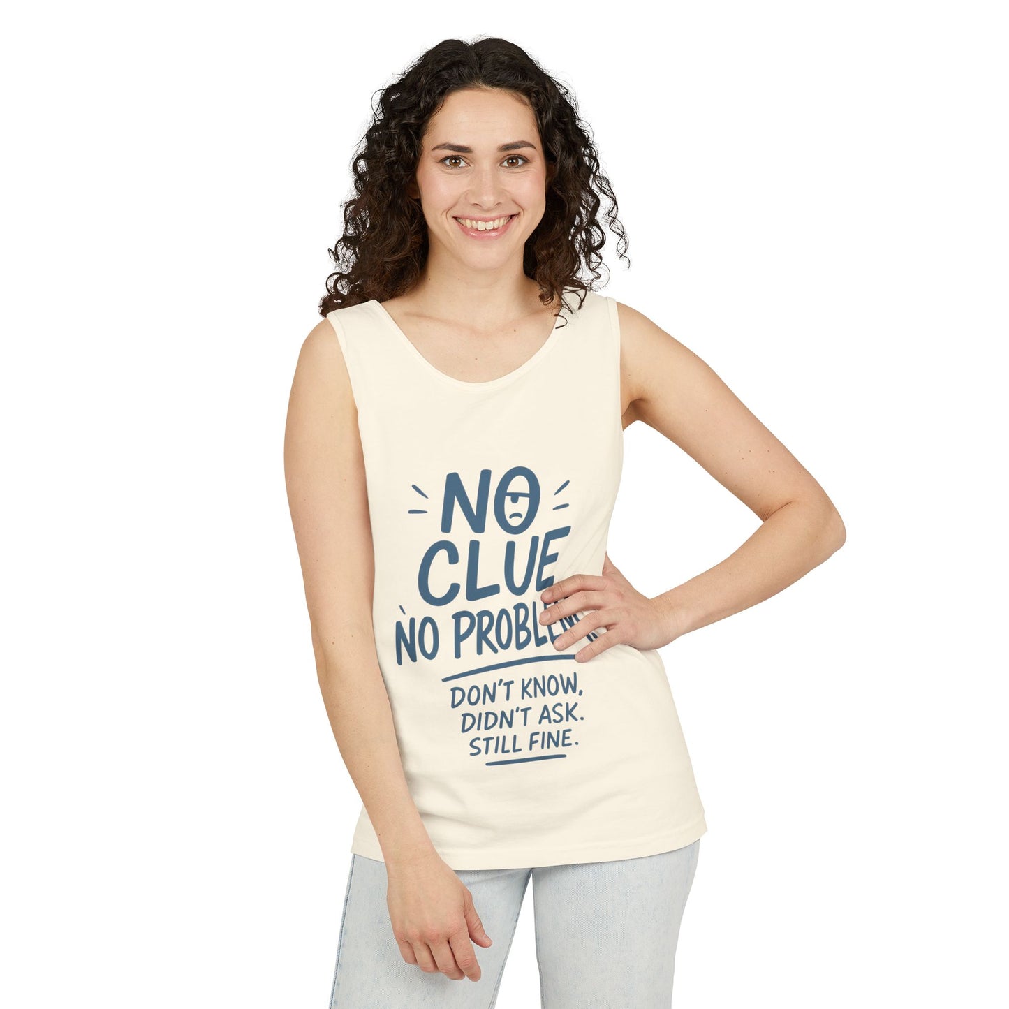 Funny No ClueWomens Tank Top, No Problem Quote Shirt, Dont Know Didnt Ask Graphic Tee, Gift for Her, Humorous Tee, Workout Sleeveless Shirt