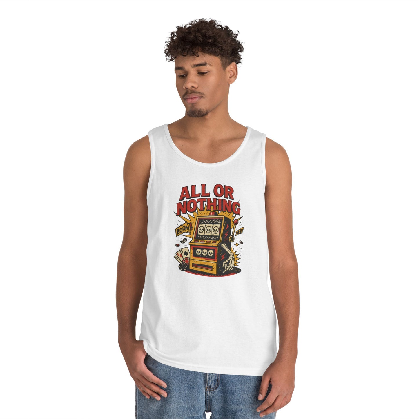 Retro Casino Vibes Tank Top, All or Nothing Design, Gift for Gamers,  Poker Lover Gift, Gaming Apparel, Slot Machine Graphic