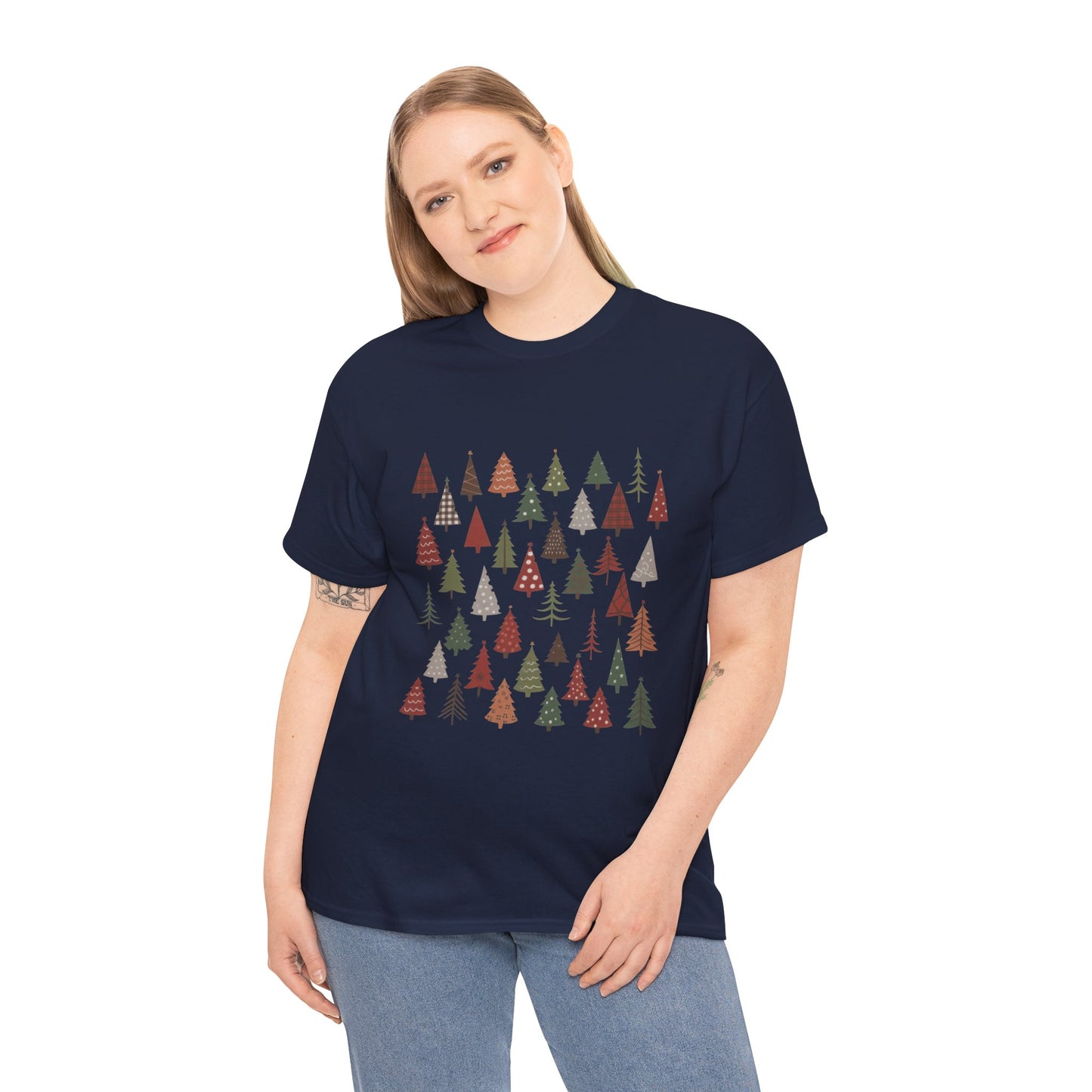 Minimal Christmas Tree T-Shirt, Boho Holiday Tee for Women