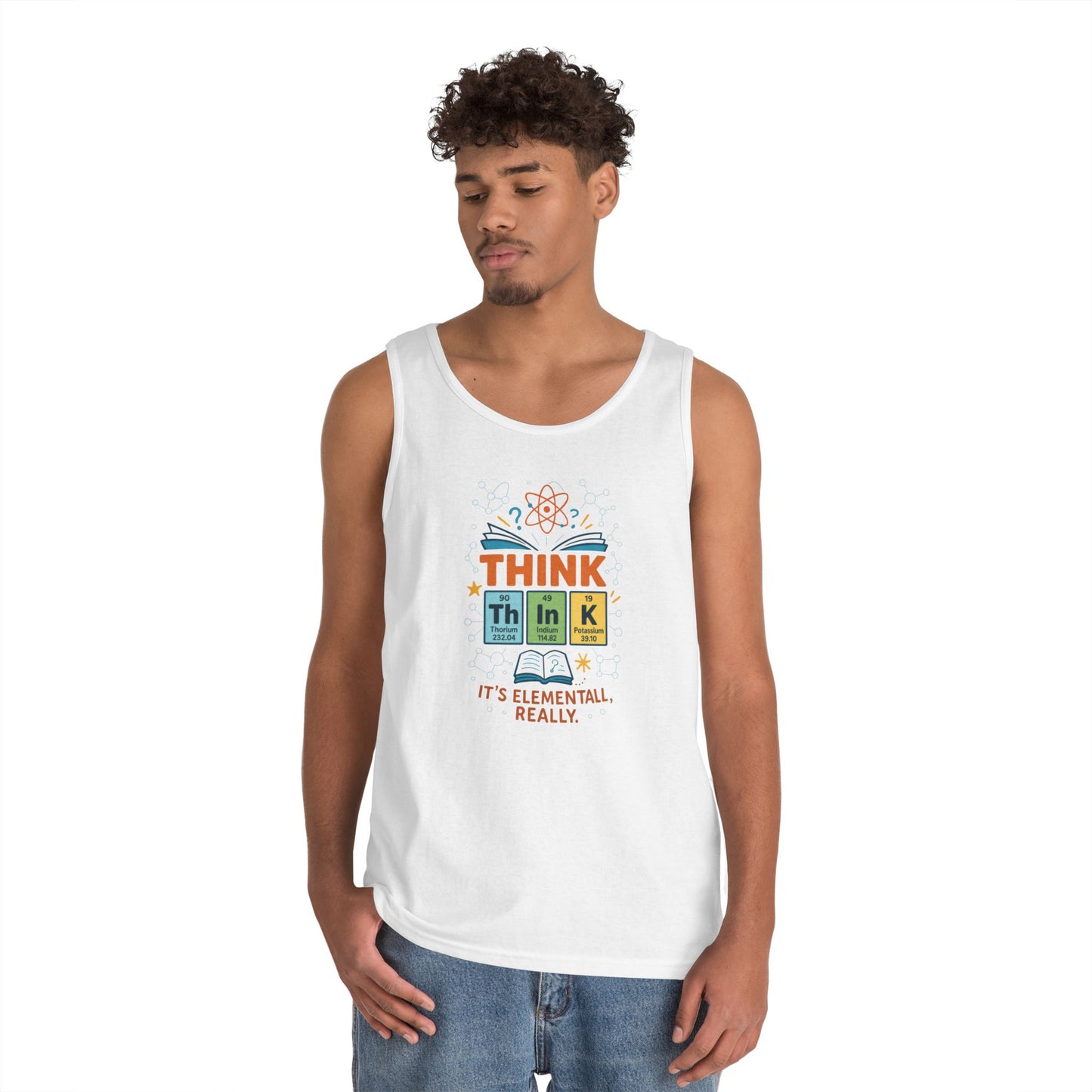 Think Tank Top for Men, Nerdy Chemistry Shirt, Periodic Table Funny Science Tank, Geeky STEM Gift for Him, Science Lovers Gift