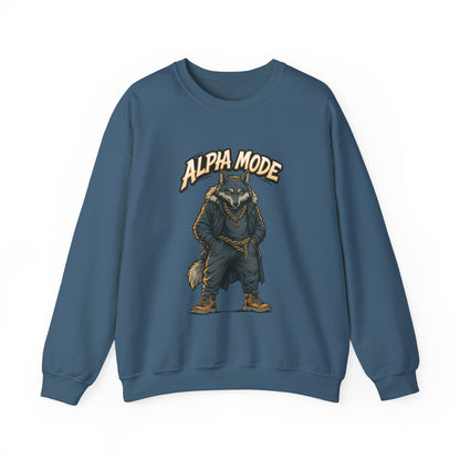 Alpha Mode Wolf Crewneck Sweatshirt, Mens Streetwear Pullover, Hip Hop Savage Wolf Sweater, Alpha Male Graphic Crewneck, Urban Wolf Gift