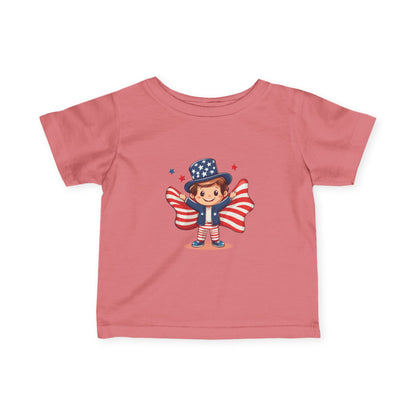 Patriotic Infant Tee, Cute Kid T-Shirt for 4th of July, Baby Independence Day Shirt, Toddler Flag Outfit, American Spirit Clothes
