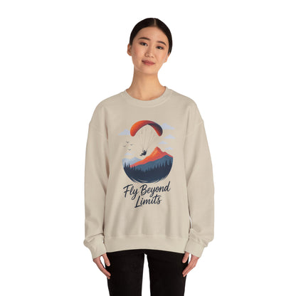 Adventure Inspiration Crewneck Sweatshirt - Fly Beyond Limits, Cozy Outdoor Outfit, Gift for Adventurers, Travel, Motivation Apparel