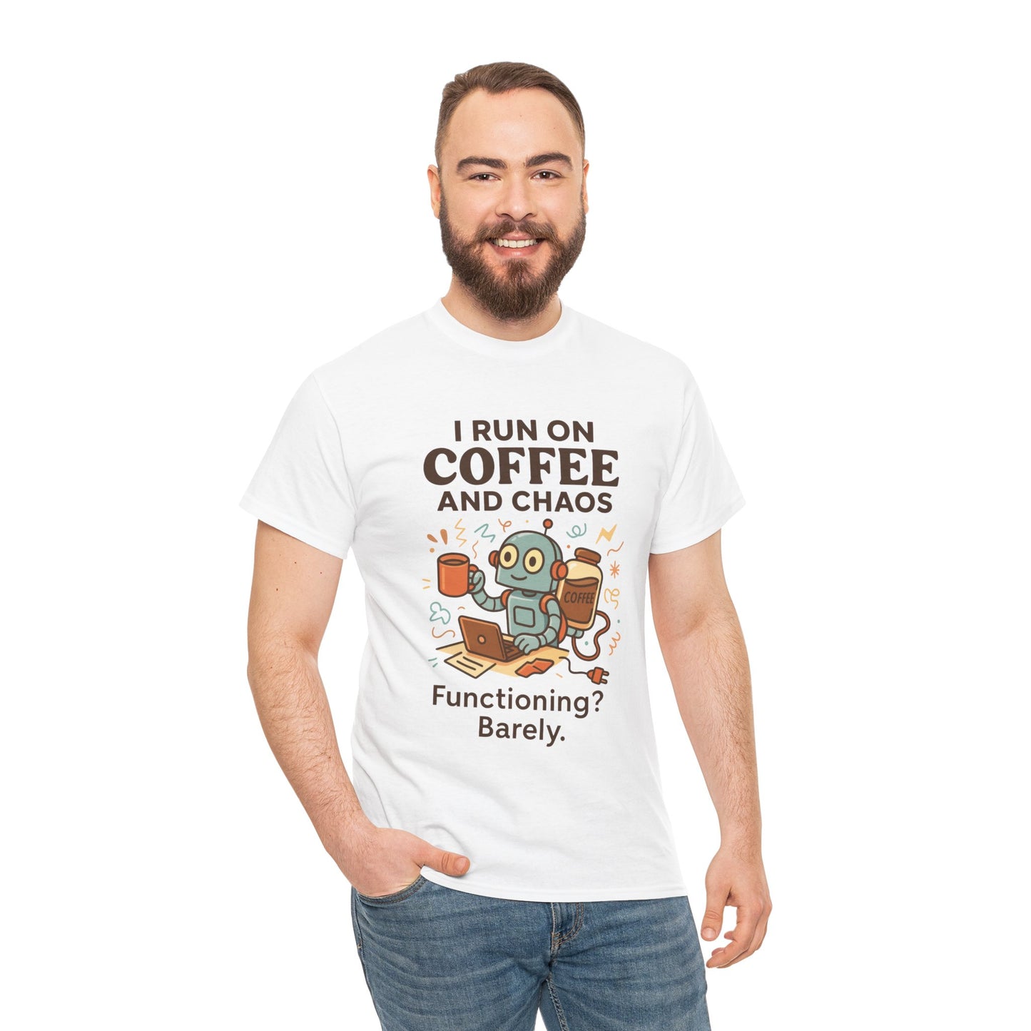 I Run on Coffee and Chaos Unisex Heavy Cotton Tee, Funny Coffee Lover Shirt, Gift for Him/Her, Work from Home Humor Tee, Relaxed Fit [...]
