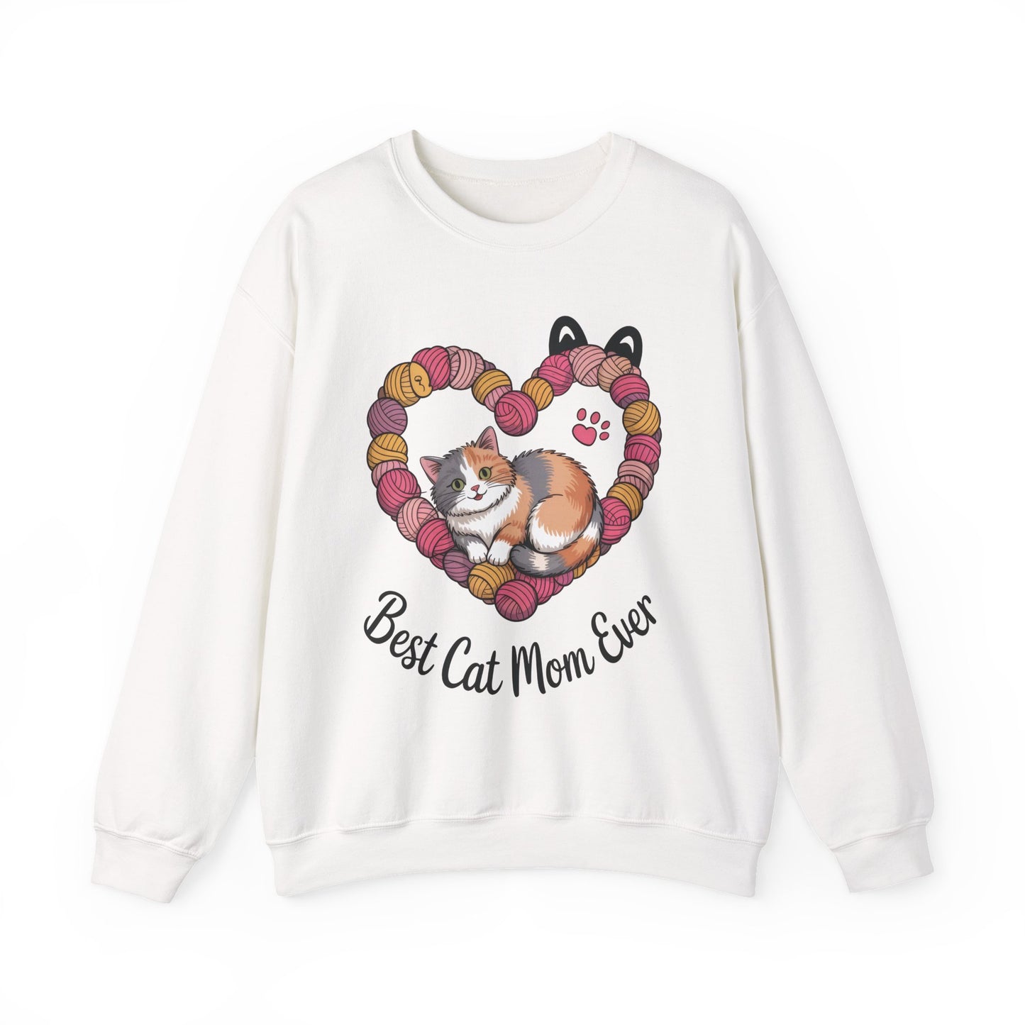 Best Cat Mom Ever Sweatshirt, Cozy Cat Lover Gift, Mother's Day Apparel, Pet Owner Sweatshirt, Cute Gift for Cat Moms, Yarn Themed