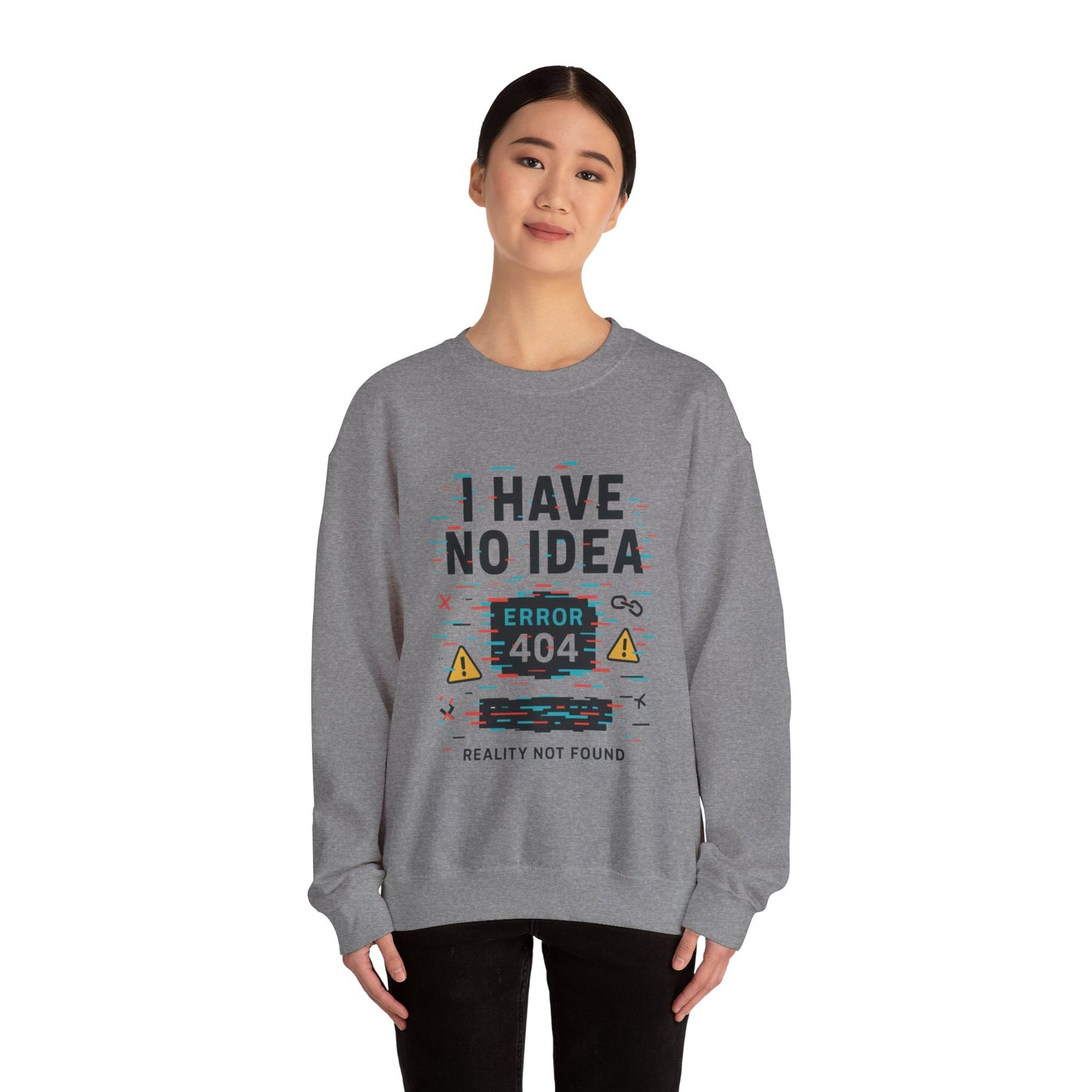 Error 404 Humor Crewneck Sweatshirt, Comfy Unisex Oversized Sweater, Fun Casual Wear, Tech Lover Gift, Everyday Loungewear