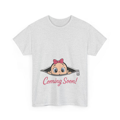 Coming Soon Maternity T-Shirt, Cute Baby Girl Pregnancy Announcement Shirt, Expecting Mom Gift, Gender Reveal Tee, Baby Shower Gift