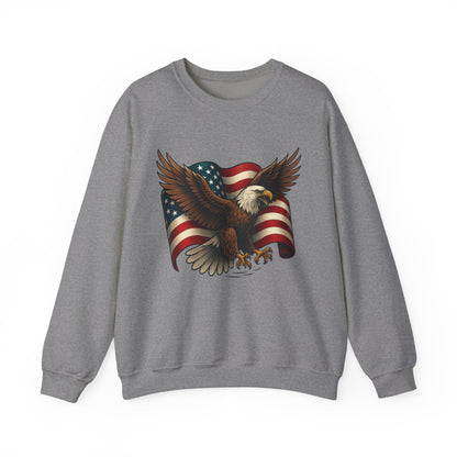 Patriotic Eagle Sweatshirt - Unisex Crewneck, USA Flag Apparel, Memorial Day, Veteran's Day, Independence Day, Gift for Patriots