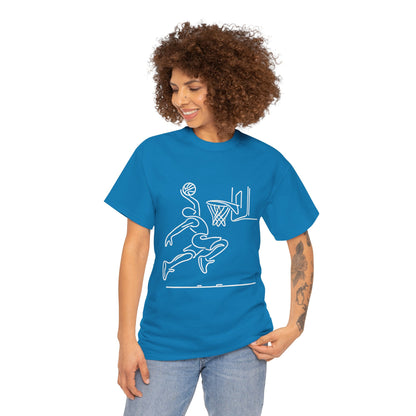 Basketball Slam Dunk Line Art Shirt, Unisex Heavy Cotton Tee, Sportswear, Gift for Athletes, Streetwear, Basketball Player T-Shirt