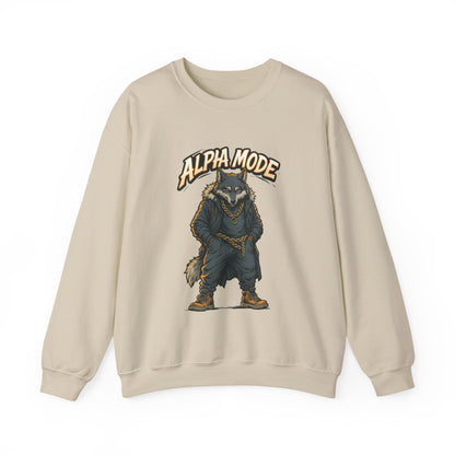 Alpha Mode Wolf Crewneck Sweatshirt, Mens Streetwear Pullover, Hip Hop Savage Wolf Sweater, Alpha Male Graphic Crewneck, Urban Wolf Gift