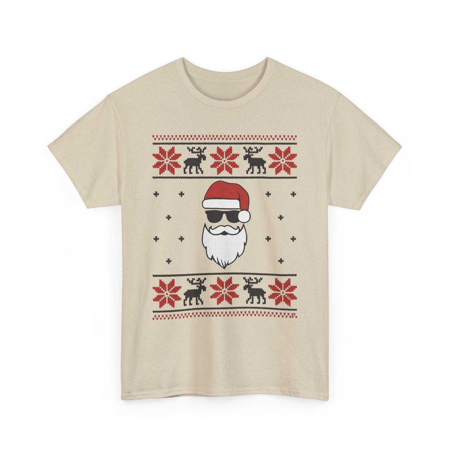 Cool Santa Men's T-Shirt, Funny Christmas Tee, Retro Knit Pattern Holiday Shirt
