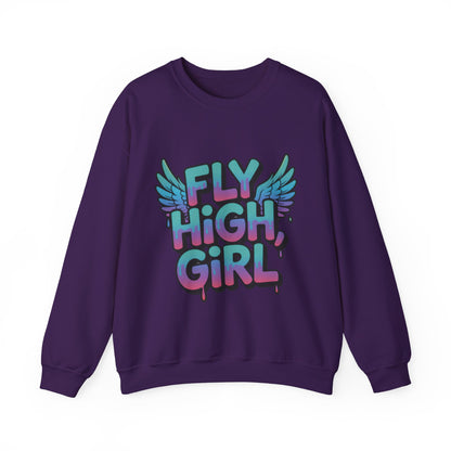 Women's Sweatshirt Fly High Girl, Graffiti Drip Angel Wings Streetwear Pullover Top