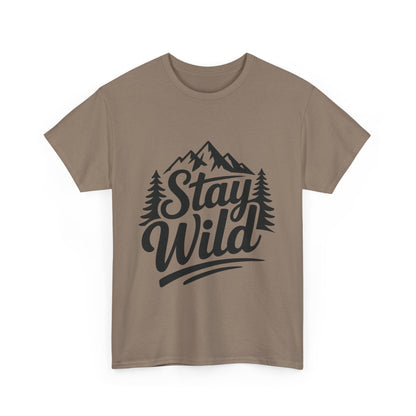 Stay Wild Adventure Tee, Unisex Heavy Cotton Tee for Nature Lovers, Camping, Hiking, Gifts for Outdoorsy Friends, Nature Graphic Tee