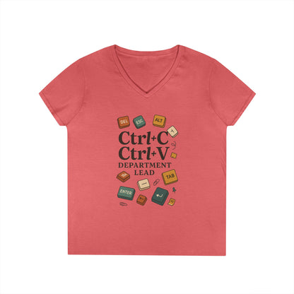 Tech Savvy Ladies' V-Neck T-Shirt, Funny Coding Tee, Programmer Gift, Office Humor Top, CTRL C V Shirt, Work From Home Clothes