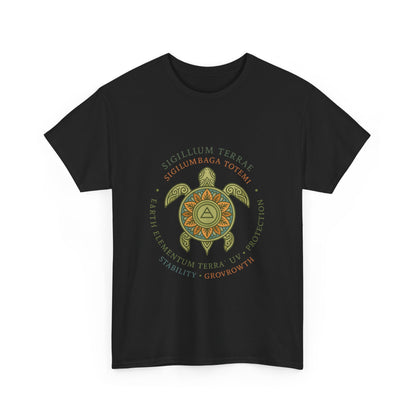 Earth Totem Turtle Unisex T-Shirt, Sigillum Terrae Symbol, Elemental Growth Unisex Tee, Spiritual UV Protection Shirt, Nature Symbol Gift