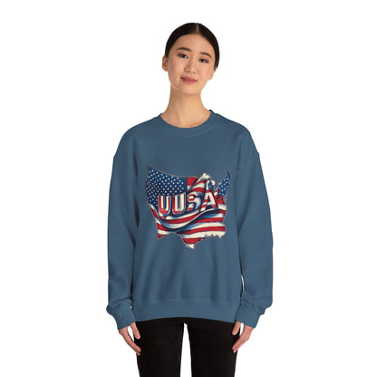 Patriotic USA Crewneck Sweatshirt, Unisex Sweatshirt, American Flag Apparel, Casual Comfort, Great for Independence Day and Holidays