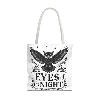 Eyes of the Night Owl Tote Bag, Artsy Shopping Bag, Eco-Friendly Carryall, Unique Gift for Animal Lovers, Halloween Decor, Beach Tote