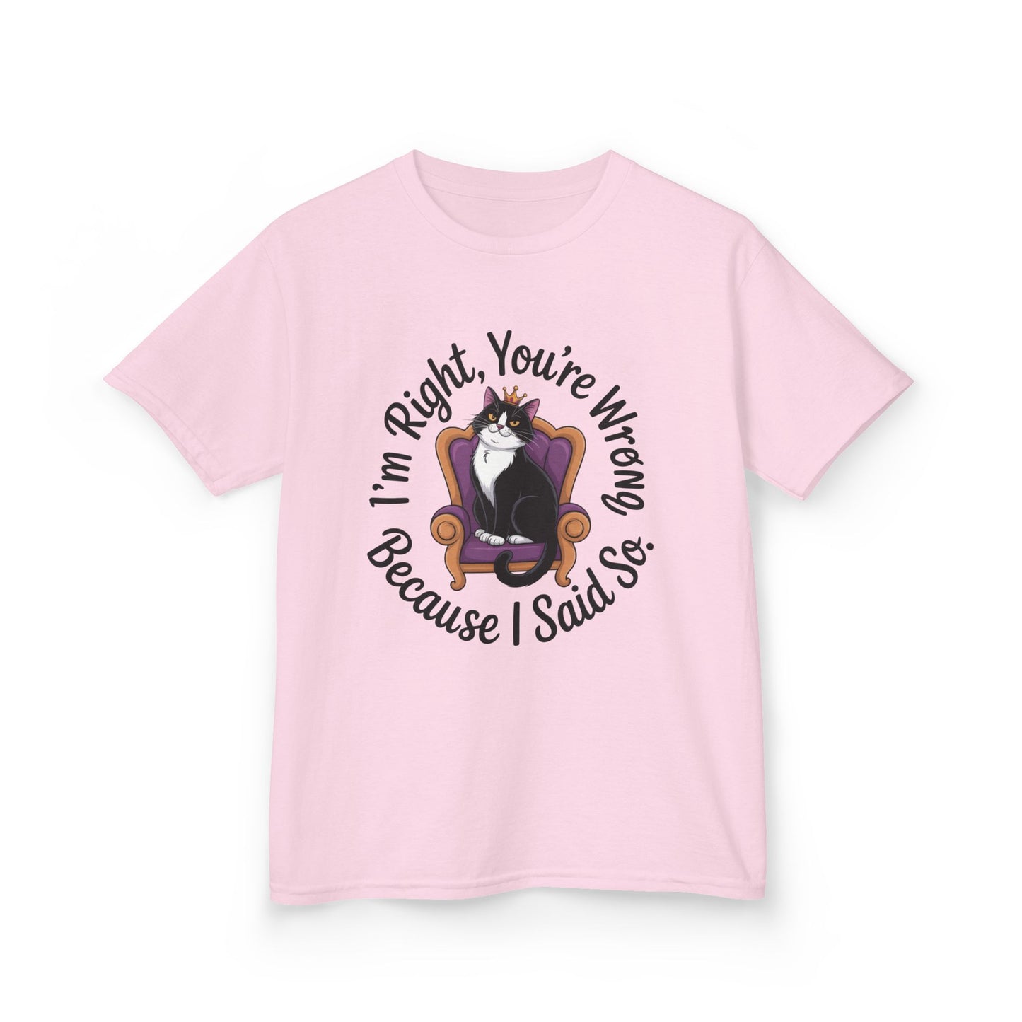 Girls Funny Sassy Cat T-Shirt - I'm Right You're Wrong, Cute Gift for Cat Lovers, Humor Tee for Teens, Birthday Gift,Tee for Confident Teens