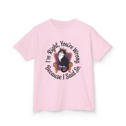 Girls Funny Sassy Cat T-Shirt - I'm Right You're Wrong, Cute Gift for Cat Lovers, Humor Tee for Teens, Birthday Gift,Tee for Confident Teens