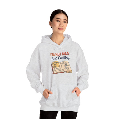Sarcastic Womens Hoodie, Im Not Mad Just Plotting, Funny Passive Aggressive Sweatshirt Gift, Plotting Humor Hooded Womens Sweatshirt