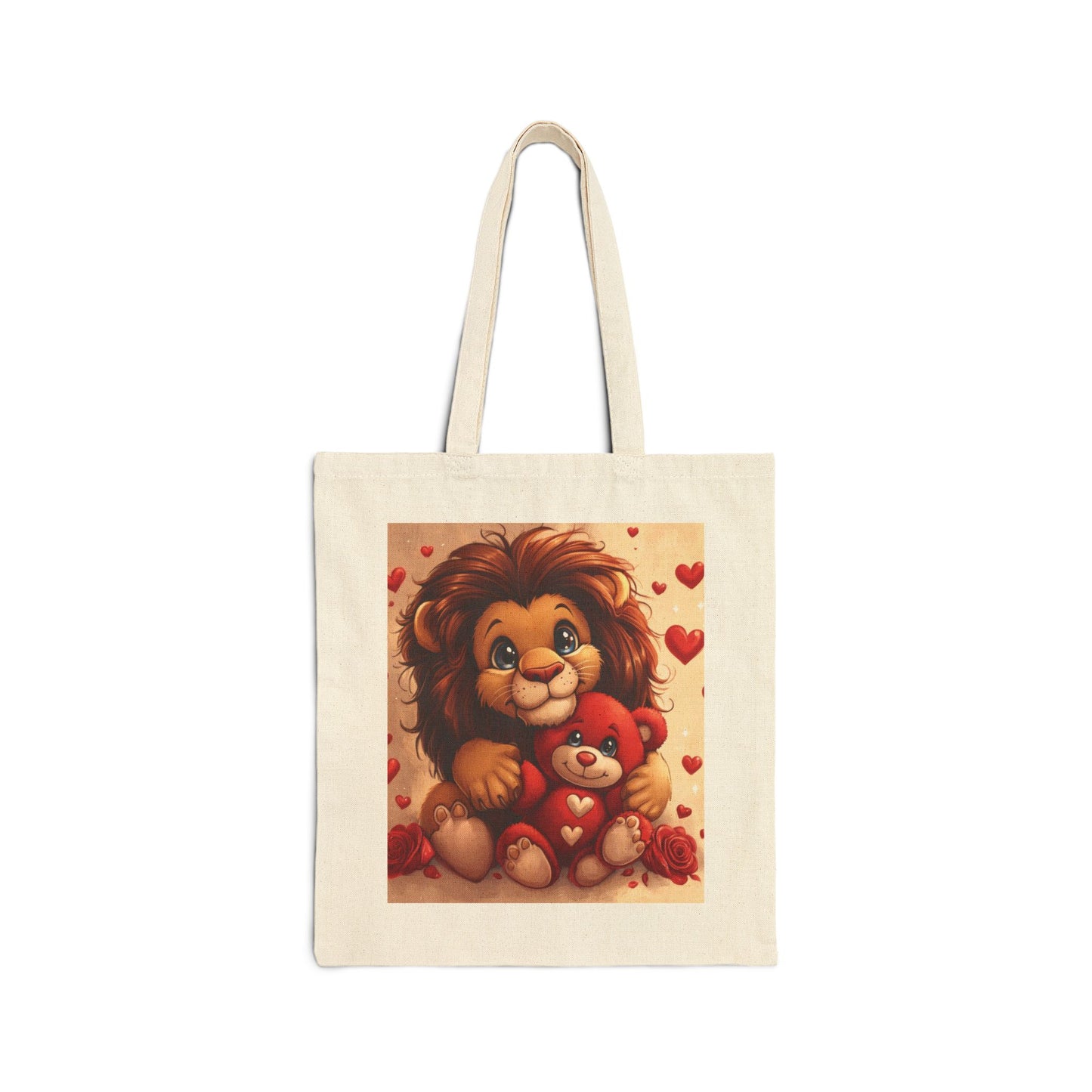 Adorable Lion & Teddy Bear Tote Bag, Cute Gift for Kids, Nursery Decor, Valentine's Day, Eco-Friendly Shopping Bag