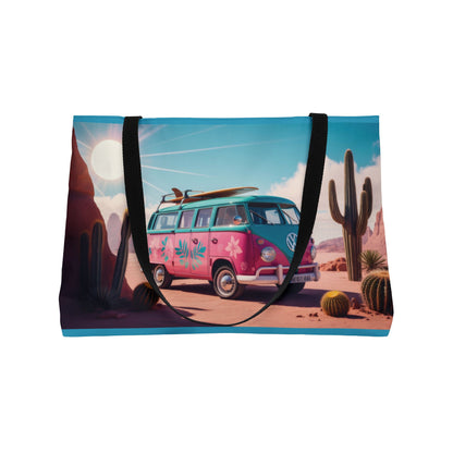 Retro Camper Van Weekender Bag, Desert Road Trip Tote, Colorful VW Bus Travel Bag, Boho Adventure Gift, Boho Beach Bag