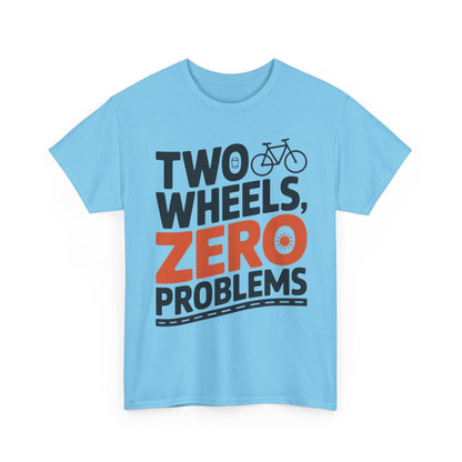 Two Wheels Zero Problems Mens Graphic Biker T-Shirt, Bike Humor Tee, Biker Gift