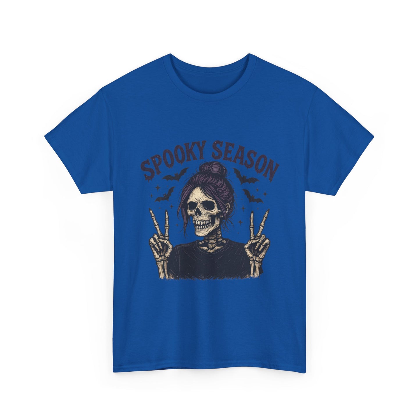 Spooky Season Women's T-Shirt, Funny Skeleton Girl Halloween Graphic Tee, Gothic Fall Shirt