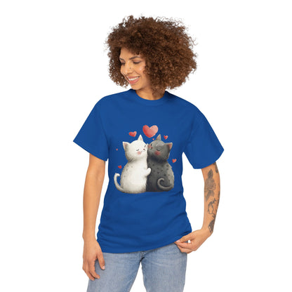 Cute Cat Love T-Shirt, Adorable Feline Couple Tee, Gift for Cat Lovers, Valentine's Day Shirt, Cozy Everyday Wear, Cat Mom T-Shirt