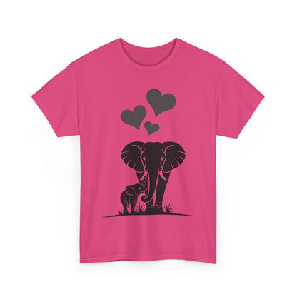 Elephant Mom and Baby T-Shirt, Elephant Love Cotton Tee, Cute Animal Shirt, Animal Lover Gift, Cute Minimalist Elephant Design