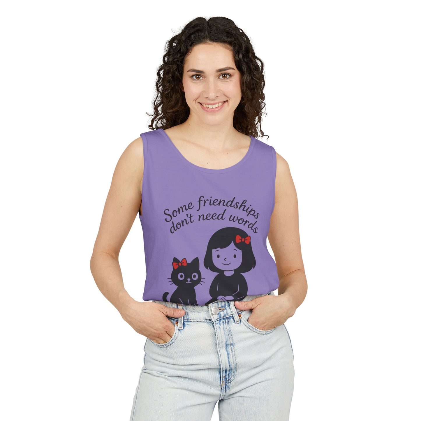 Friendship Tank Top, Cute Cat Lovers Gift, Womens Summer Apparel, Perfect for Casual Outings, Friendship Day, Cat Mom Tees