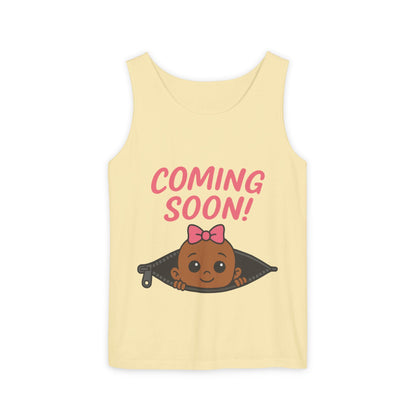 Coming Soon Maternity  Tank Top, Cute Baby Girl Pregnancy Announcement Shirt, Expecting Mom Gift, Gender Reveal Tank, Baby Shower Gift