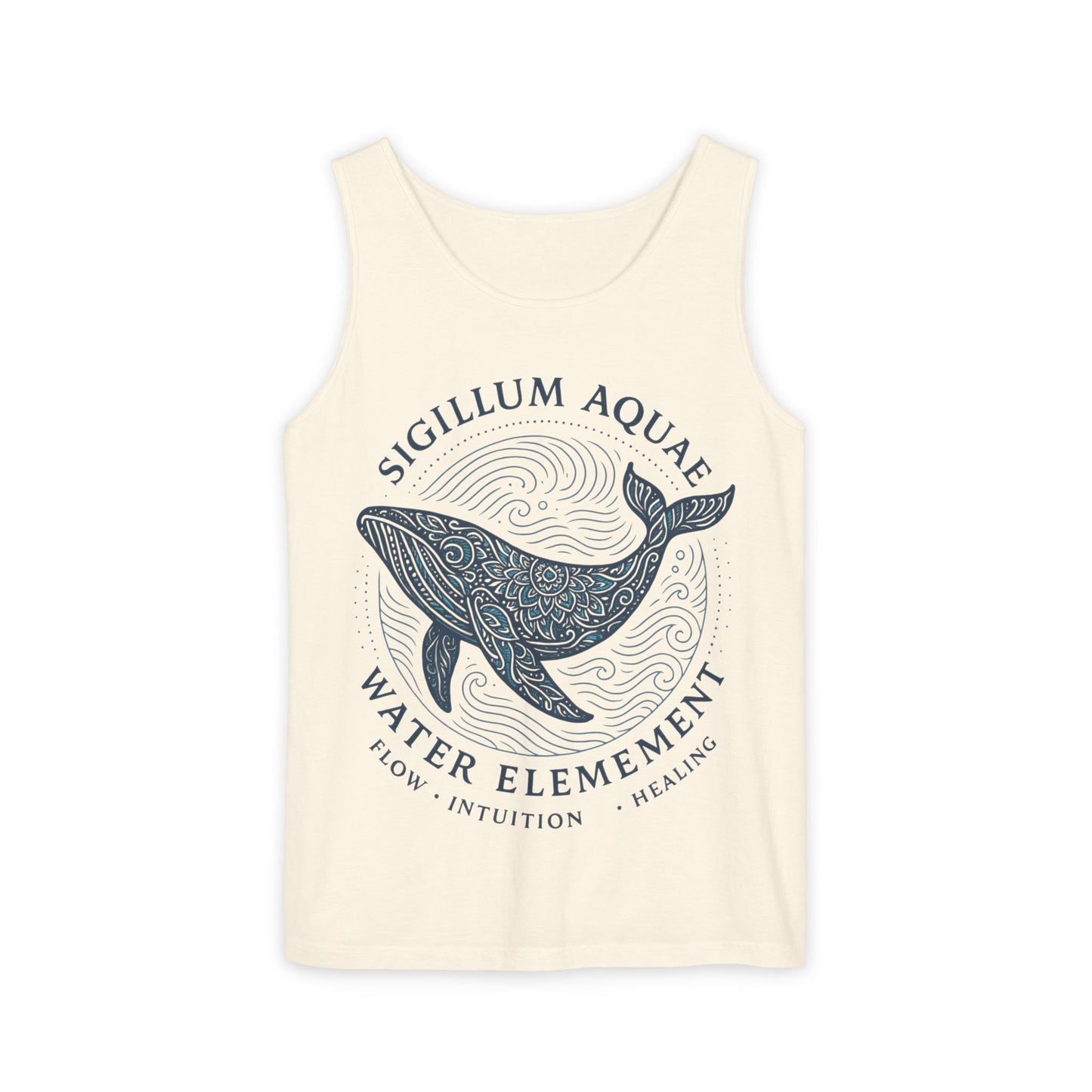 Water Element Whale Tank Top, Sigillum Aquae Symbol, Spiritual Ocean Totem Tee, Nature Energy Tee, Beachwear, Mindfulness Fashion