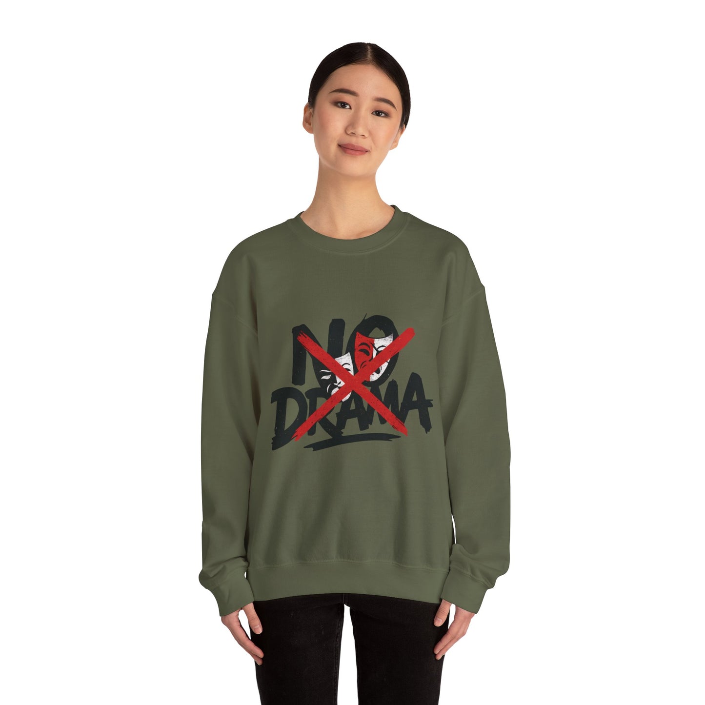 No Drama Crewneck Womens Sweatshirt, Cozy Sweatshirt, Relaxed Fit Pullover, Casual Gift for Friends, Everyday Comfort Apparel