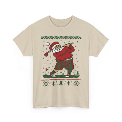 Funny Golfing Santa Christmas T-Shirt, Ugly Christmas Golf Shirt for Men, Holiday Golf Player Tee