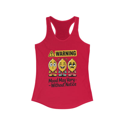 Warning Mood Vary Tank Top, Women's Sleeveless Shirt, Summer Casual Tee, Cute Graphic Racerback, Gift for Her
