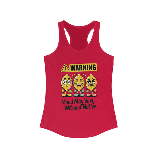 Warning Mood Vary Tank Top, Women's Sleeveless Shirt, Summer Casual Tee, Cute Graphic Racerback, Gift for Her